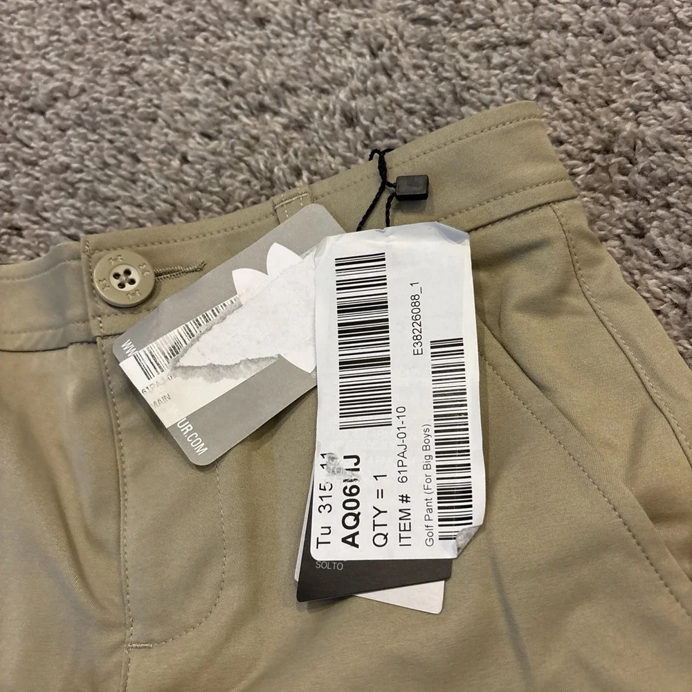 Under Armour Boys Khaki Pants Size 10 Stretch Athletic Uniform Golf Play $49.99